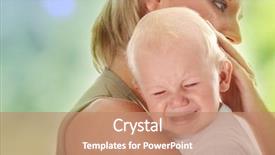  Presentation with crying baby - Cool new presentation theme with mother holding her crying baby backdrop and a coral colored foreground