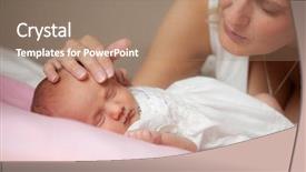  Presentation with newborn baby - Audience pleasing PPT layouts consisting of mother holding her newborn baby backdrop and a coral colored foreground
