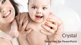  Presentation with happy baby - Slide set featuring mother holding her newborn baby background and a lemonade colored foreground