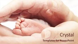  Presentation with newborn baby - Colorful slide set enhanced with mother holding newborn baby foot backdrop and a lemonade colored foreground