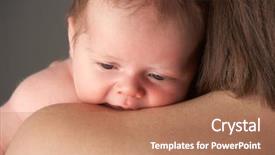 Presentation with newborn baby - Slides having mother holding newborn baby background and a coral colored foreground