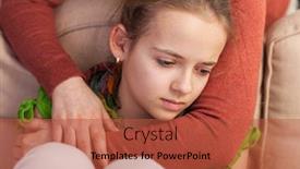  Presentation with sad girl - Cool new presentation theme with mother-holding-sad-teenager-girl backdrop and a red colored foreground