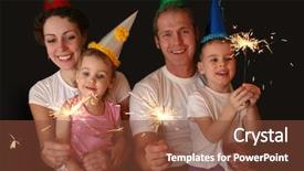  Presentation with family and marriage - PPT theme consisting of mother hood - family of four with sparklers background and a tawny brown colored foreground