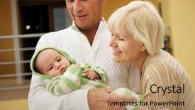  Presentation with grandparents - Colorful slide deck enhanced with mother hood - grandparents with his grandchild backdrop and a coral colored foreground