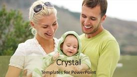  Presentation with outdoors - Beautiful PPT theme featuring mother hood - happy family outdoors backdrop and a  colored foreground