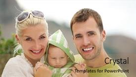  Presentation with family planning medical - Beautiful presentation theme featuring mother hood - happy family outdoors backdrop and a  colored foreground