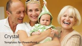  Presentation with outdoors - PPT theme having mother hood - happy family outdoors background and a  colored foreground