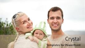  Presentation with 3d family - Cool new presentation with mother hood - happy family outdoors backdrop and a  colored foreground