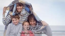  Presentation with portrait happy family smiling - Presentation theme consisting of mother hood - portrait of smiling family background and a light gray colored foreground