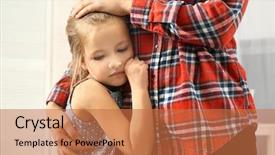  Presentation with close up baby girl knitted - Beautiful slides featuring children need - mother hugging cute little girl backdrop and a red colored foreground