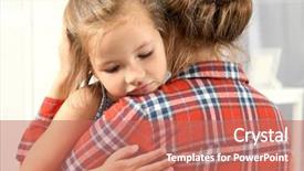  Presentation with close up baby girl knitted - Beautiful theme featuring growth difficulty - mother hugging cute little girl backdrop and a coral colored foreground