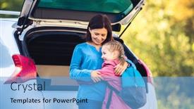  Presentation with next - Colorful PPT theme enhanced with mother-hugging-little-girl backdrop and a light blue colored foreground