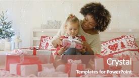  Presentation with gifs christmas - Slides having mother in bed with christmas background and a  colored foreground