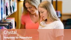  Presentation with library - Colorful theme enhanced with mother in library choosing book backdrop and a  colored foreground