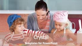  Presentation with young children - Slide deck consisting of mother interacting with her young background and a coral colored foreground