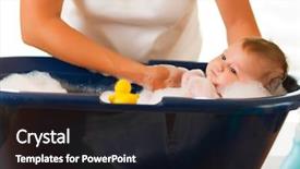  Presentation with neonatal nurse baby hand mother - Theme consisting of mother is bathing her baby background and a wine colored foreground