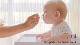  Presentation with mom baby - Presentation design enhanced with mother-is-feeding-a-baby background and a coral colored foreground