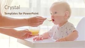  Presentation with mom baby - PPT theme consisting of mother-is-feeding-a-baby background and a cream colored foreground