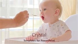  Presentation with mom baby - Presentation design having mother-is-feeding-a-baby background and a soft green colored foreground