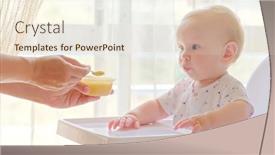  Presentation with cute baby - Slide deck enhanced with mother-is-going-to-feed background and a sky blue colored foreground