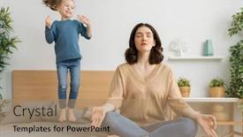  Presentation with togetherness - Beautiful PPT layouts featuring mother-is-meditating backdrop and a coral colored foreground