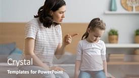  Presentation with mother child - Presentation featuring mother-is-scolding-her-child background and a gray colored foreground