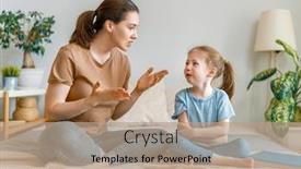  Presentation with mother child - Presentation consisting of mother-is-scolding-her-child background and a coral colored foreground