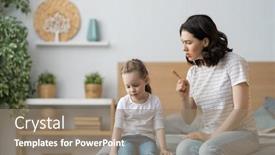  Presentation with mother child - Theme enhanced with mother-is-scolding-her-child background and a coral colored foreground
