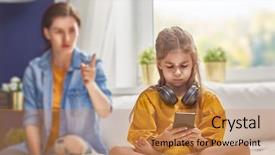  Presentation with mother child - Beautiful presentation theme featuring mother is scolding her child backdrop and a coral colored foreground