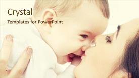  Presentation with mother baby - PPT theme featuring mother kissing her baby background and a cream colored foreground