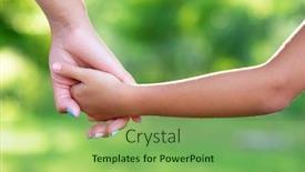  Presentation with help family - Audience pleasing theme consisting of mother-leads-her-kid backdrop and a seafoam green colored foreground