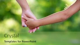  Presentation with help family - Presentation design enhanced with mother-leads-her-kid background and a yellow colored foreground