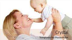  Presentation with happy baby - Presentation theme featuring mother lifting a smiling baby background and a lemonade colored foreground