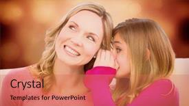  Presentation with orange abstract - Theme with mother listening to daughter against orange abstract light spot design background and a coral colored foreground