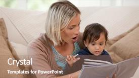  Presentation with baby book - Audience pleasing theme consisting of mother looking at a book backdrop and a coral colored foreground