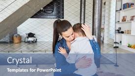  Presentation with living room - Slide deck enhanced with mother-lovingly-hugs-her-sad background and a ocean colored foreground