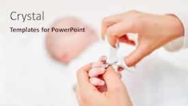  Presentation with newborn baby - Audience pleasing PPT layouts consisting of mother-makes-careful-nail-care backdrop and a lemonade colored foreground