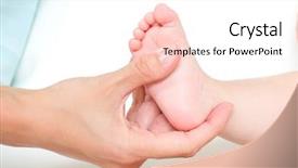  Presentation with foot massage - Beautiful presentation theme featuring italian ingredients - pasta vegetables spices cheese - on dark background backdrop and a tawny brown colored foreground