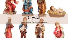  Presentation with nativity - Beautiful PPT theme featuring mother mary - image figures for the nativity backdrop and a coral colored foreground