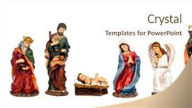  Presentation with nativity - PPT theme consisting of mother mary - image figures for the nativity background and a cream colored foreground