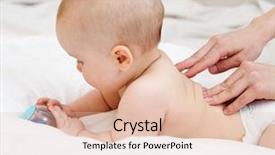  Presentation with mother and child health care - Slide set enhanced with mother massaging her child shallow background and a lemonade colored foreground