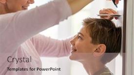  Presentation with height - Presentation theme consisting of mother-measuring-the-height background and a soft green colored foreground