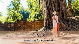  Presentation with area - Theme having family visiting ancient ta som background and a coral colored foreground