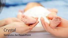  Presentation with wellbeing - Cool new presentation with mother newborn wellbeing - parents holding baby feet backdrop and a coral colored foreground