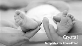  Presentation with parents - Cool new presentation theme with mother newborn wellbeing - parents holding baby feet backdrop and a gray colored foreground