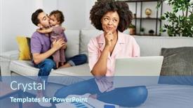  Presentation with working mother - Presentation enhanced with mother-of-interracial-family-working background and a ocean colored foreground