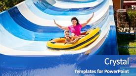  Presentation with mother child - Presentation theme featuring mother on water slide background and a teal colored foreground
