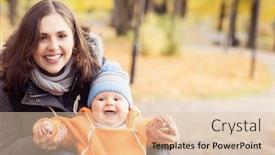  Presentation with mother baby - Cool new PPT theme with mother-playing-in-park backdrop and a lemonade colored foreground