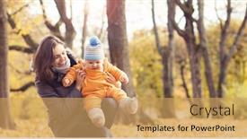  Presentation with mother baby - PPT theme having mother-playing-in-park background and a yellow colored foreground