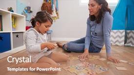  Presentation with game crossword puzzle - Amazing presentation theme having mother playing number puzzle game backdrop and a coral colored foreground